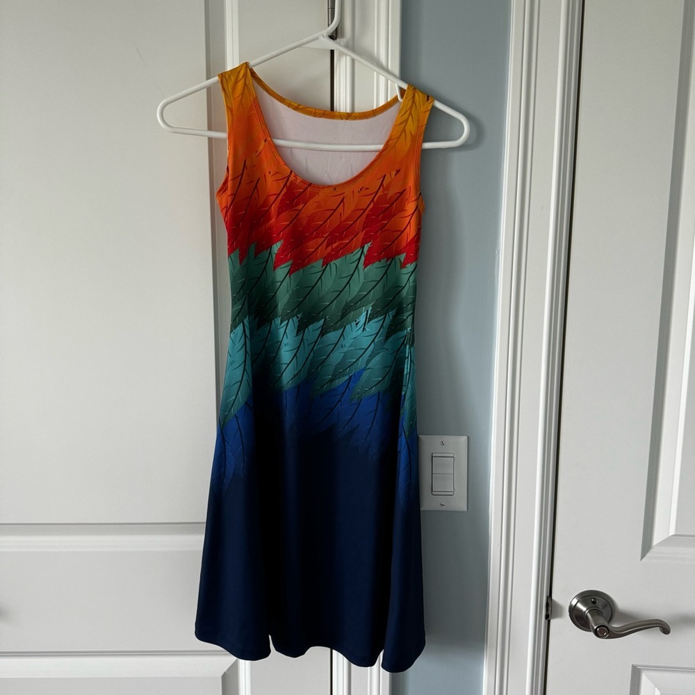 Colorful Feather print dress
